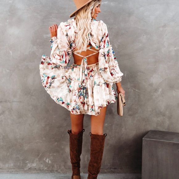 COPY - NWT Zida Floral Ruffle Tiered Cutout Dress… - Picture 3 of 9